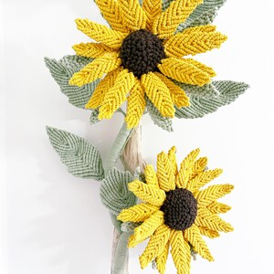 Blooming Sunflower Fiber Art Decor/Sunflower Wall art/3D Macrame Flower/ Sunflower Art image 5