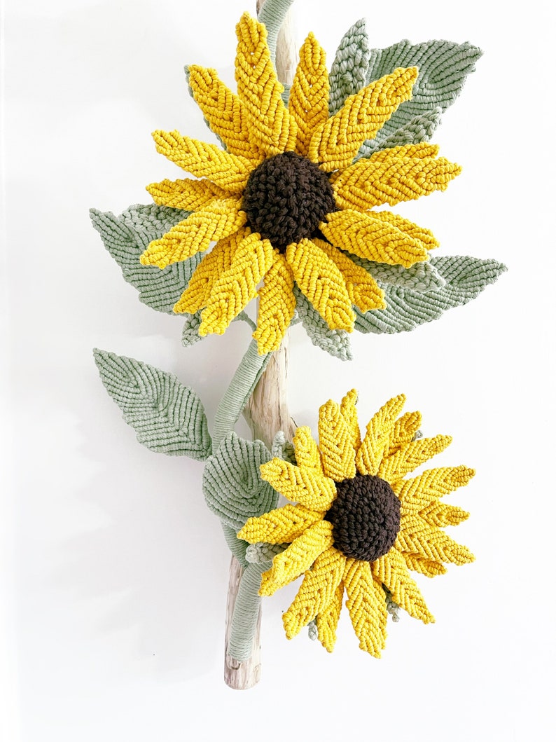 Blooming Sunflower Fiber Art Decor/Sunflower Wall art/3D Macrame Flower/ Sunflower Art image 5