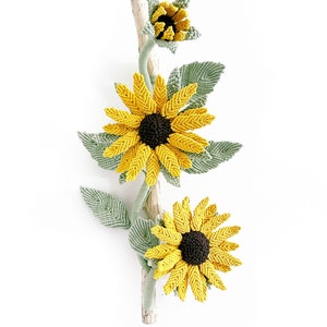 Blooming Sunflower Fiber Art Decor/Sunflower Wall art/3D Macrame Flower/ Sunflower Art image 1
