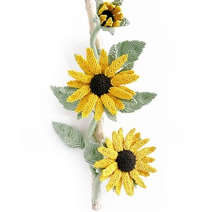 Macrame Sunflower Wall Art: 3D Fiber Art Decor on Driftwood