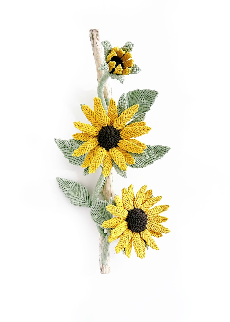 Blooming Sunflower Fiber Art Decor/Sunflower Wall art/3D Macrame Flower/ Sunflower Art image 1