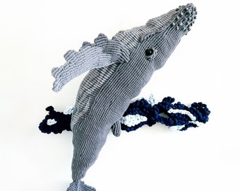 Macrame Humpback Whale Art/baby Mom and Baby Whale/ Whale Art/ Macrame Whale