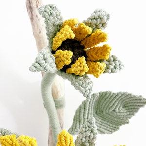 Blooming Sunflower Fiber Art Decor/Sunflower Wall art/3D Macrame Flower/ Sunflower Art image 4