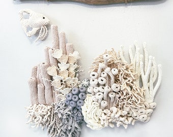 Shades Of Gray/ Macrame Ocean art/Coral reef art/ Nautical wall art/Macrame barrier reef/macrame corals/macrame fish/ Macrame Wall decor