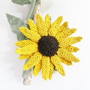 Blooming Sunflower Fiber Art Decor/Sunflower Wall art/3D Macrame Flower/ Sunflower Art image 2