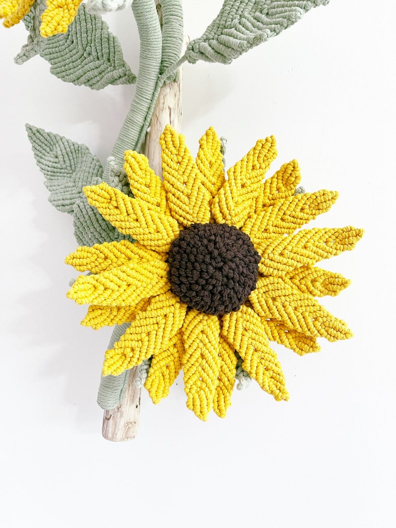 Blooming Sunflower Fiber Art Decor/Sunflower Wall art/3D Macrame Flower/ Sunflower Art image 2