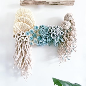 Commissions order only Macrame Coral Reef Wall Art: blue Nautical Decor