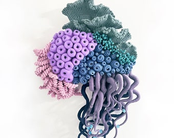 Ocean Sculpture/ Macrame Sculpture/ Coral Art