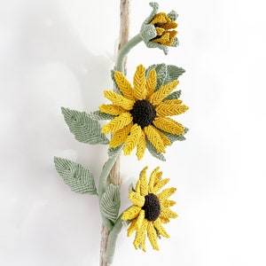 Blooming Sunflower Fiber Art Decor/Sunflower Wall art/3D Macrame Flower/ Sunflower Art image 10