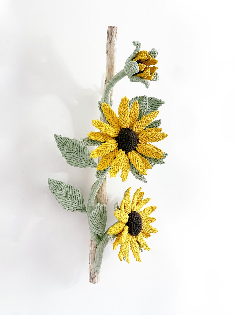 Blooming Sunflower Fiber Art Decor/Sunflower Wall art/3D Macrame Flower/ Sunflower Art image 10