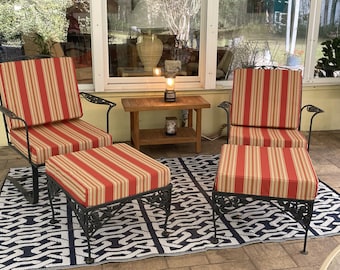 Custom-Made Outdoor Chair Slipcovers and Cushions with or without piping - made in the USA.  Beautiful Sunbrella & Solarium brand fabrics
