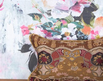 16&quot;x24&quot; Clarence House Dragon Empress Red fabric lumbar throw pillow cover - luxury chinoiserie pillow -asian oriental accent pillow cushion