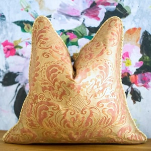 Fortuny pillow - Fortuny Sevigne Rust & Gold - iconic Italian hand printed fabric - luxury accent throw pillow cover