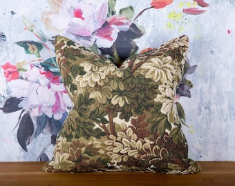 Scalamandre Old World Weavers Ridge Edge Moss accent pillow cover - cut velvet pillow - French verdure tapestry-like velvet pillow