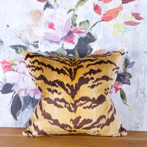 Luxury French tiger velvet pillow - animal print Nobilis Paris Velours velvet lumber pillow cover -animal print velvet throw pillow cushion
