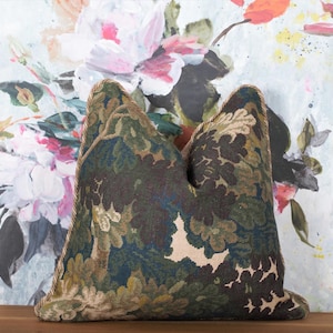 Cowtan Tout Richmond Antique accent pillow cover - needlepoint tapestry-like pillow - French verdure tapestry-like pillow cushion cover
