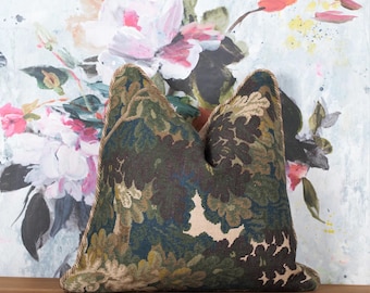 Cowtan Tout Richmond Antique accent pillow cover - needlepoint tapestry-like pillow - French verdure tapestry-like pillow cushion cover
