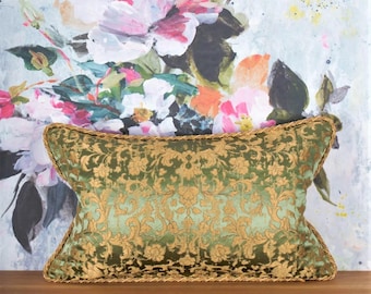 16"x24" Rubelli Les Indes Gallantes silk pillow - golden Venetian silk jacquard - high end Donghia fabric - lumbar accent throw pillow cover