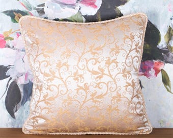 20"x20" Rubelli ivory gold pillow - luxury Italian Venetian baroque silk lampas - high end Donghia fabric - lumbar accent throw pillow cover