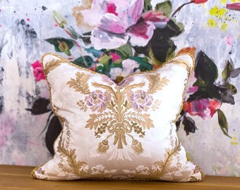 22"x24" Brunschwig Fils Verel de Belval Trovatore luxury pillow - hand embroidered Hermès French Lyon silk pillow cover -accent throw pillow
