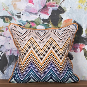 Luxury M*ssoni Home Trevor Turchese pillow - iconic zig zag flamestitch fabric - authentic M*ssoni pillow / cushion cover