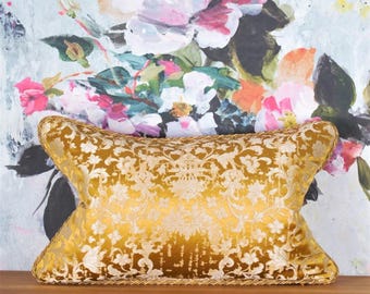 16"x24" Rubelli Les Indes Gallantes silk pillow - golden Venetian silk jacquard - high end Donghia fabric - lumbar accent throw pillow cover