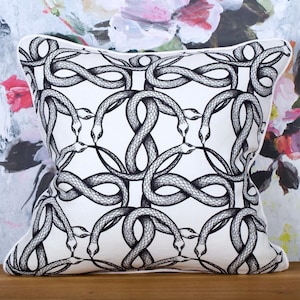 22&quot;x22&quot; Pierre Frey Ouroboros pillow - eternal life cycle - snakes biting tails - ancient Greece - Pierre Frey Paris pillow / cushion cover