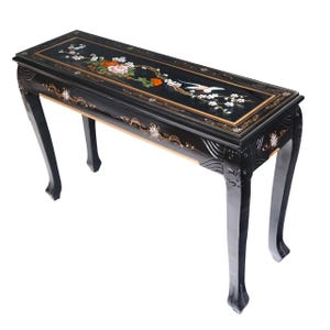 Oriental Furniture Warehouse Asian Ball and Claw Sofa Table Hand Painted with Glass Top