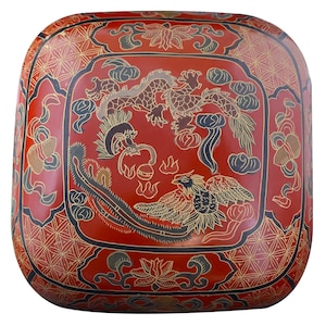 Oriental Pillow Box Dragon and Phoenix (Red)