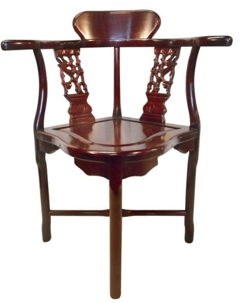 Rosewood Oriental Corner Chair Hand Carved Bird and Flower Etsy