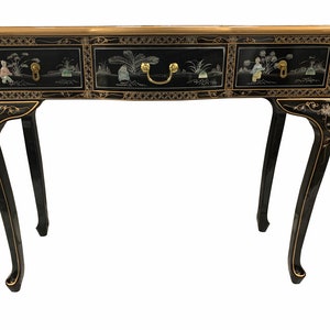 Black Mother of Pearl Three Drawer Desk