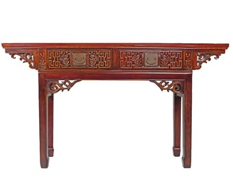 66"W Chinese Antique Two Drawer Table