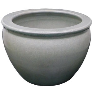 Porcelain Fish Bowl Planter in Celadon Crackle