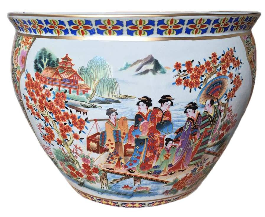 Chinese Porcelain Fishbowl Planters in Satsuma Geishas | Etsy