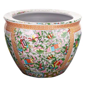 Floral Asian Design Cachepot Planter With Rose Medallion Painting 10 ...