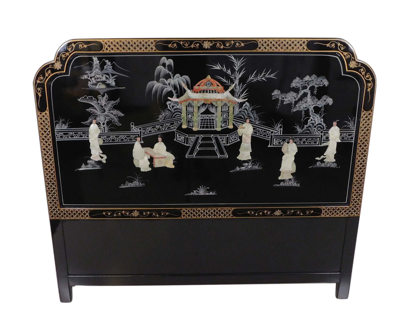 Black Lacquer Headboard Inlaid With Mother of Pearl Etsy