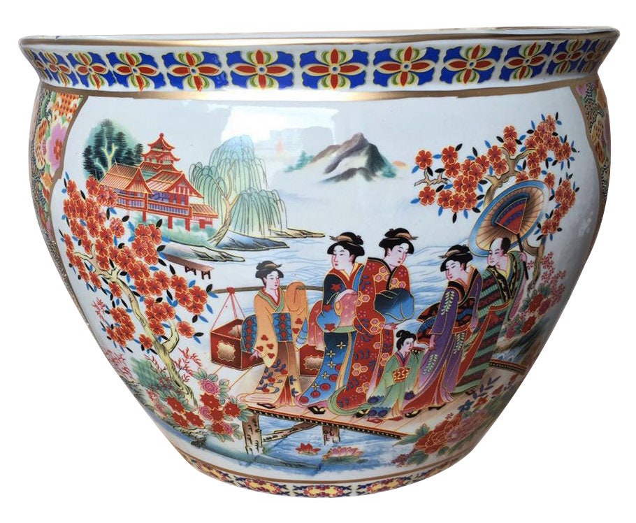 Japanese Satsuma Peacock Planter for Table Top Etsy