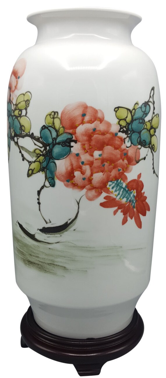 Chinese Porcelain Modern Vase Hand Painted Wysteria | Etsy