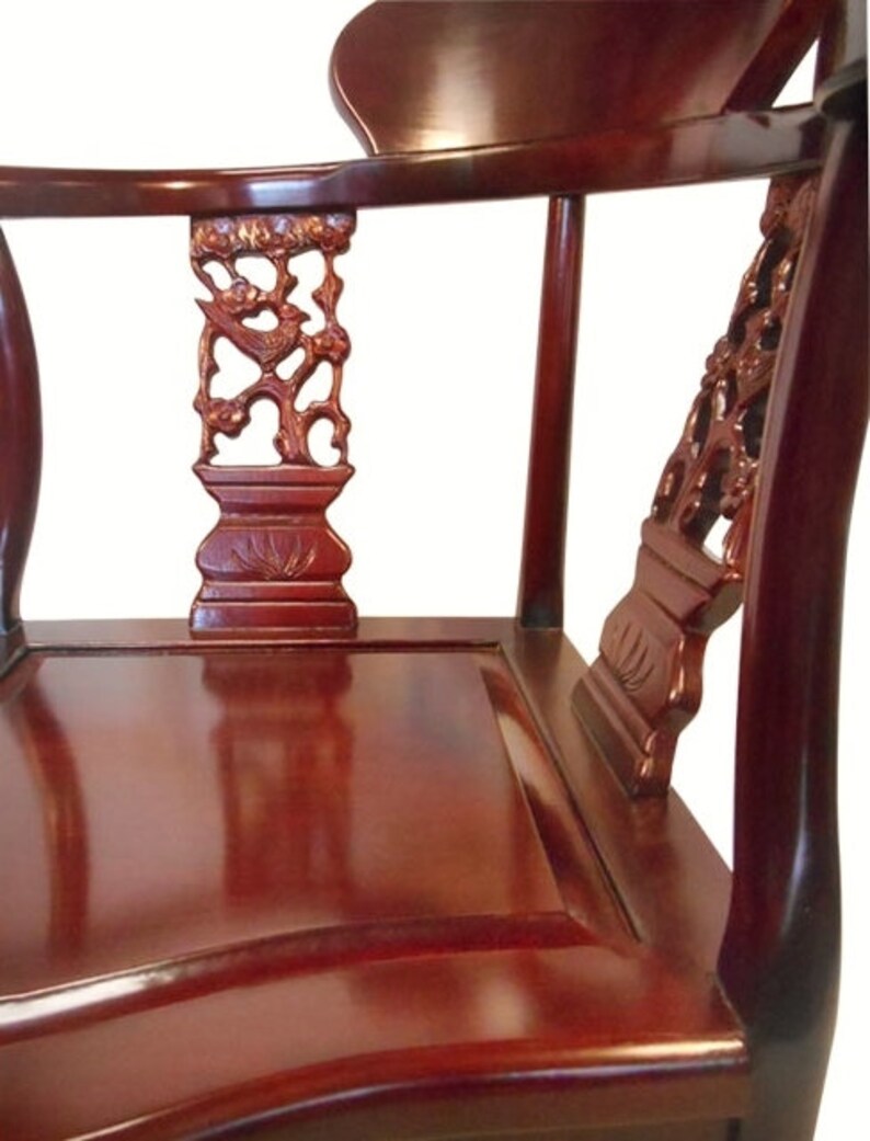 Rosewood Oriental Corner Chair Hand Carved Bird and Flower Etsy