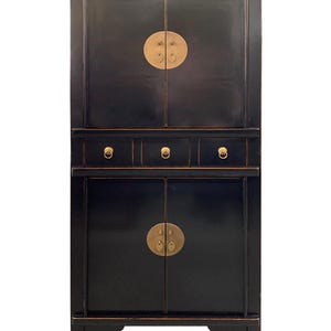 59&quot;H Chinese Chest On Chest Finished In Black Lacquer