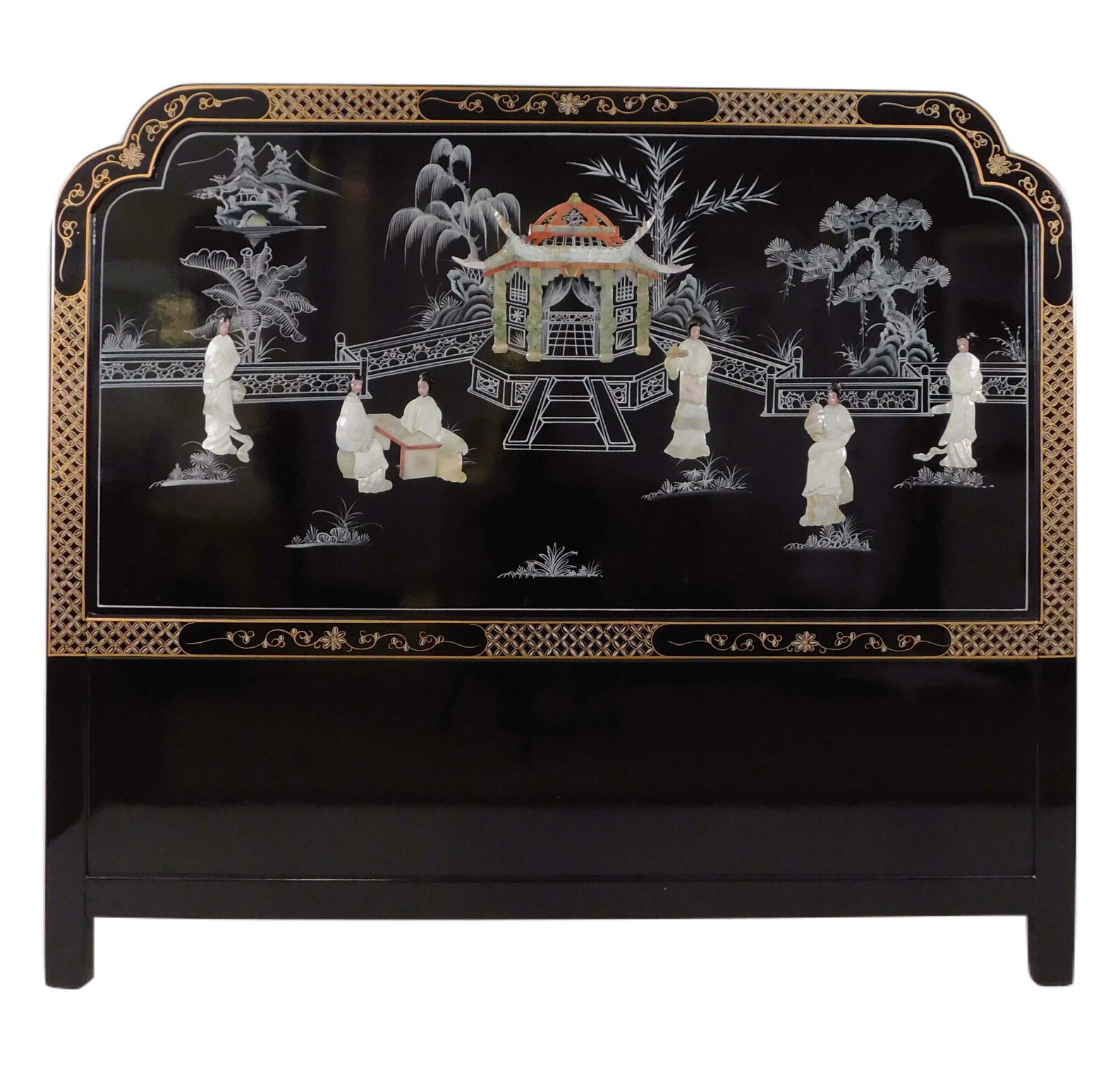 Black Lacquer Headboard Inlaid With Mother of Pearl Etsy