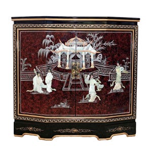 Oriental Red Cabinet With Mother of Pearl