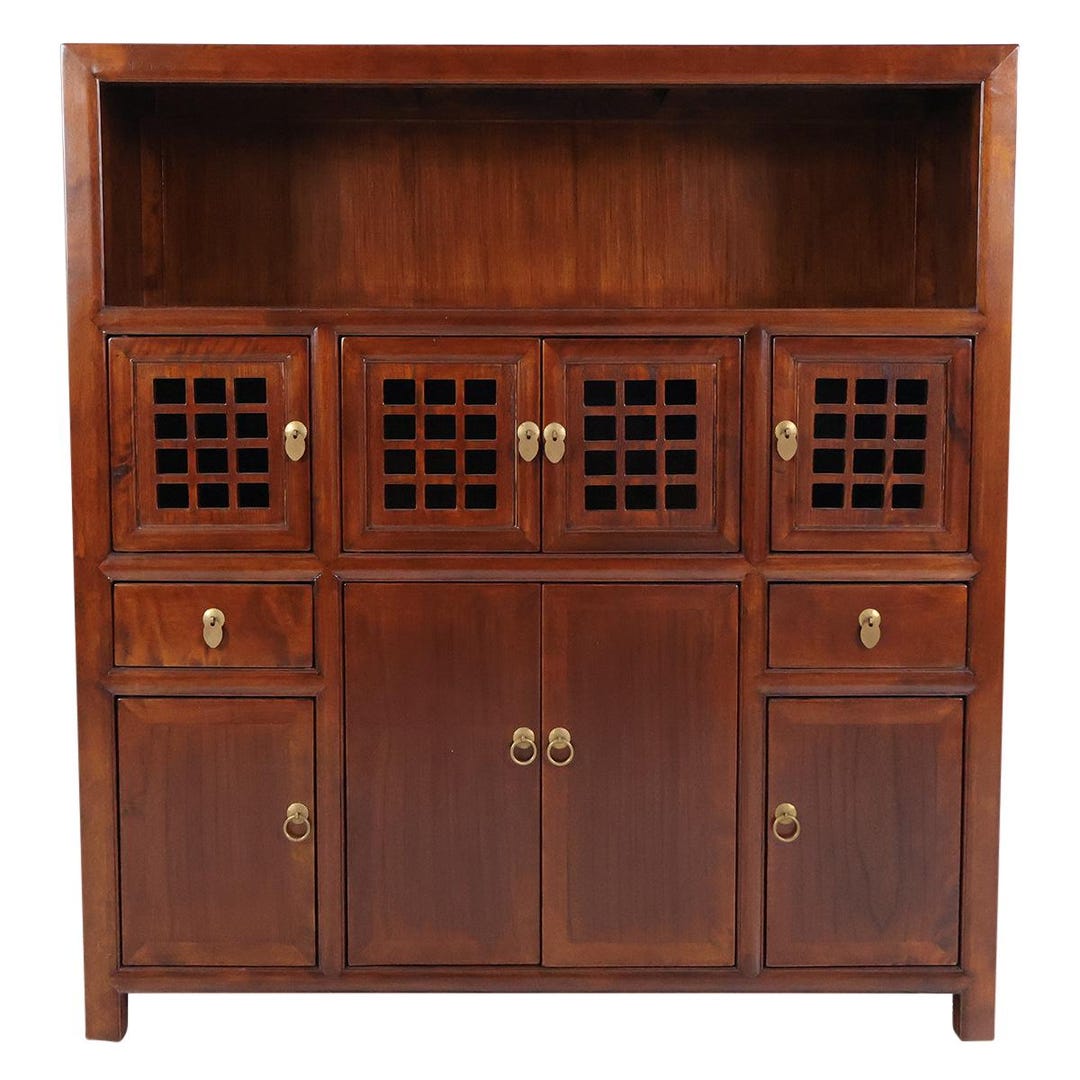 Chinese Kitchen Chest With Lattice Carved Door - Etsy