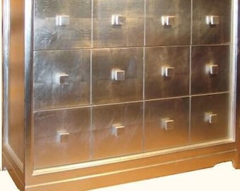 oriental chest of drawers, silver leaf or black lacquer finish