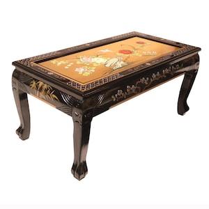 Gold Leaf Coffee Table Hand Painted Floral Design