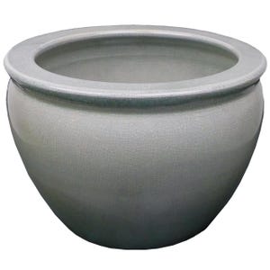 Chinese Porcelain Fish Bowl Planters in Celadon Crackle 16&quot;W
