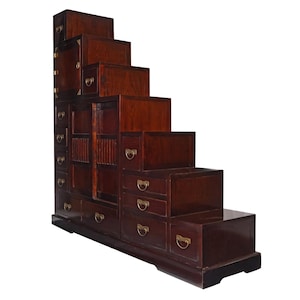 Japanese Step Tansu Cabinet Modular Chest 62" High
