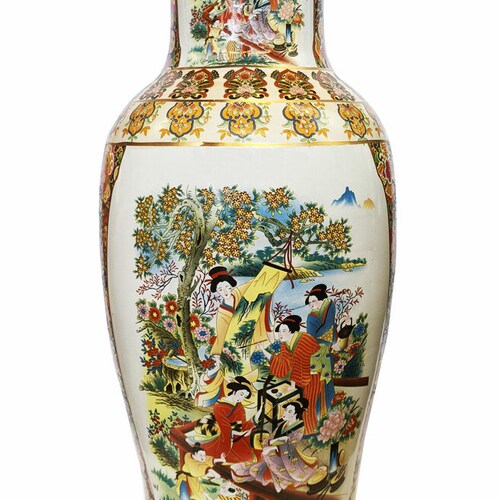 Antique Japanese Satsuma Moriage Urn Vase Etsy