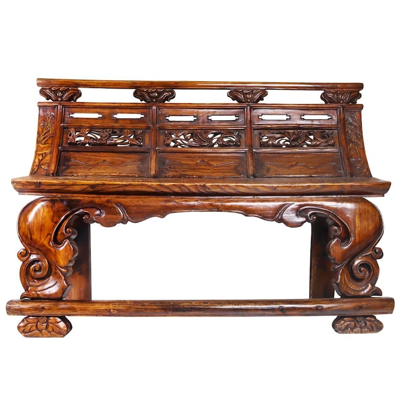Chinese Antique Bench With Hand Carving and Budha Legs - Etsy
