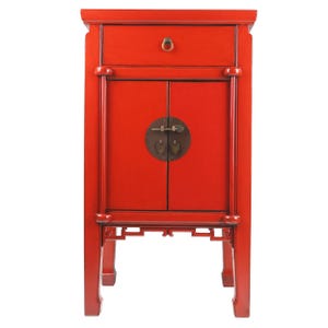 Oriental End Table Antique Black or Red Lacquer